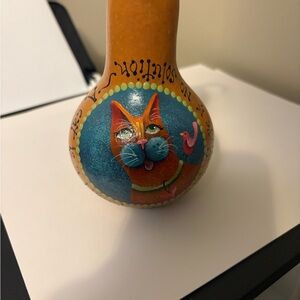 Hand-Painted Cat and Bird ghord